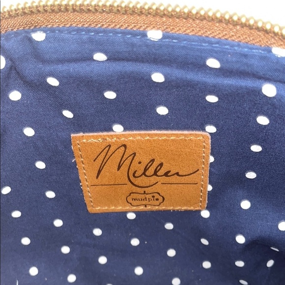 Mud Pie Miller Canvas and faux Leather Clutch/ makeup/ pouch - Picture 5 of 12